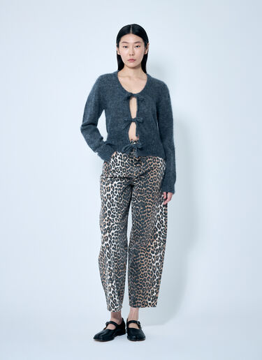 GANNI Light Mohair Tie-String Cardigan Grey gan0259049