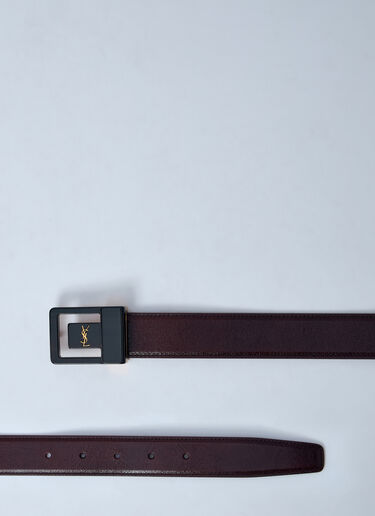 Saint Laurent Logo Motif Leather Belt Black sla0260018