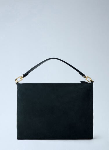 Toteme Medium Bevel Suede Shoulder Bag Black tot0265088