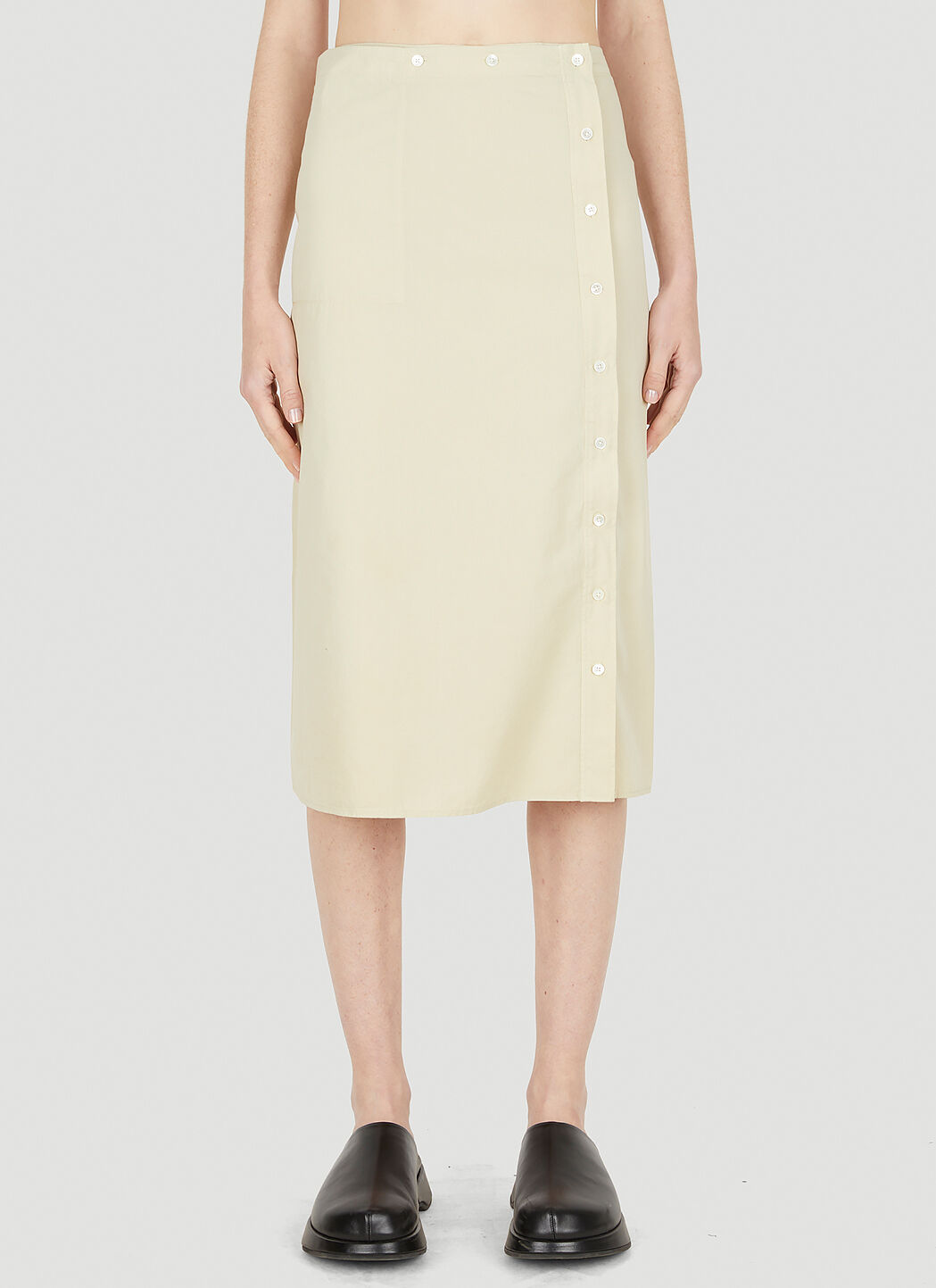 Button front shop wrap skirt