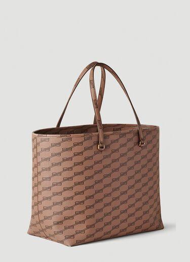 Balenciaga Signature Monogram Shopper Tote Bag Brown bal0251076