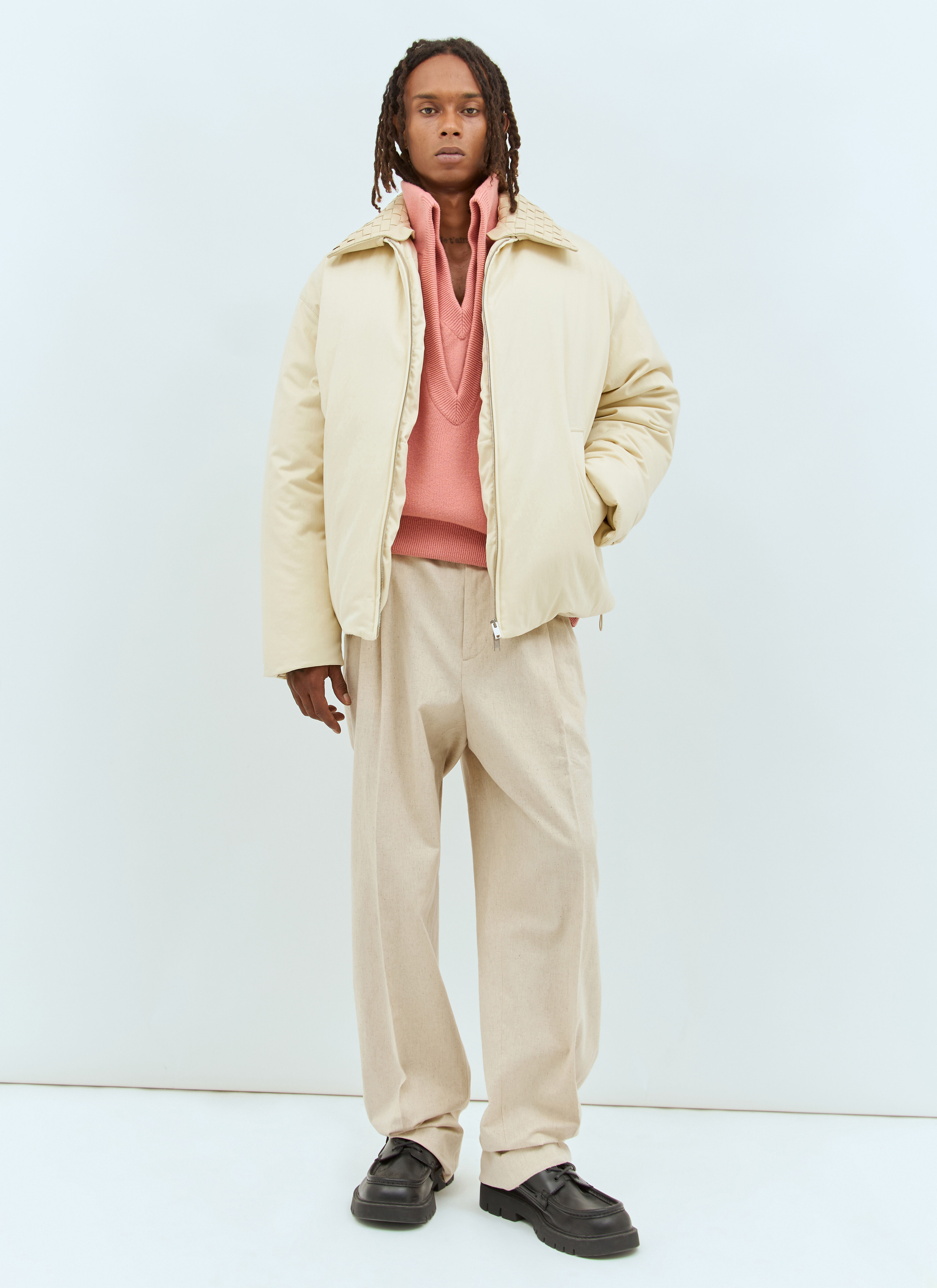 Bottega Veneta Men s Cotton Twill Puffer Jacket in Cream LN CC