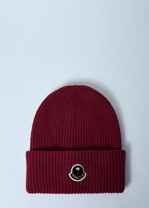 8 Moncler Palm Angels Logo Patch Beanie Hat Black mpa0259001