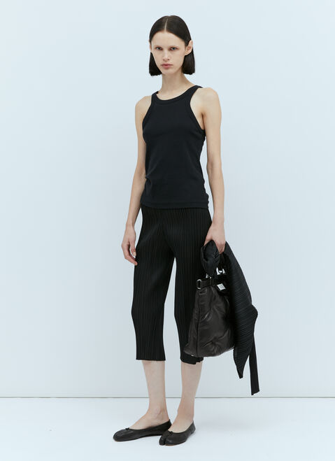 Pleats Please Issey Miyake Pleated Cropped Pants Black plp0254005