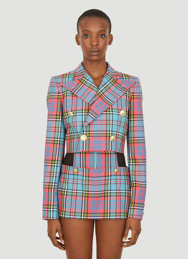 Vivienne Westwood Cut Off Check Blazer Blue vvw0251003