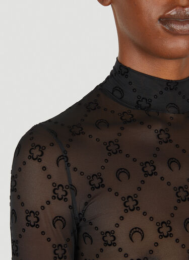 Marine Serre Flocked Mesh Long Sleeve Top Black mrs0252027