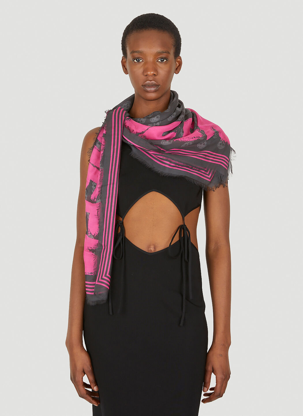 Alexander McQueen Women s Graffiti Logo Print Biker Scarf in Black