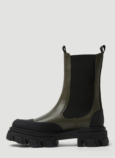 GANNI Chunky Chelsea Boots Green gan0250063