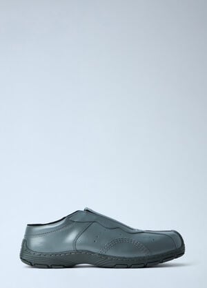 Dr. Martens Aurix Gunmetal Satin Finish Leather Slip Ons Grey drm0365006