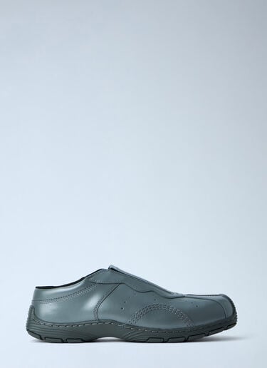 Dr. Martens Aurix Gunmetal Satin Finish Leather Slip Ons Grey drm0365006