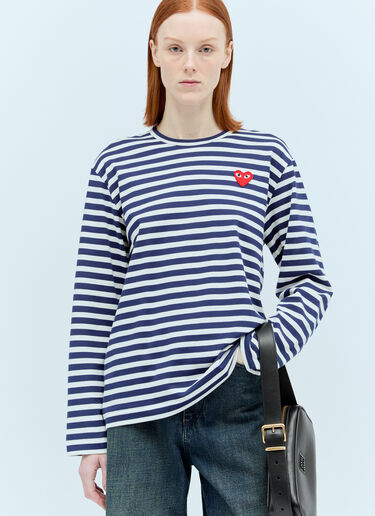 Comme Des Garçons PLAY Striped T-Shirt Blue cpl0355006