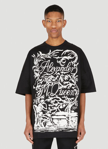 Alexander McQueen Skeleton ロゴプリントTシャツ ブラック amq0148010
