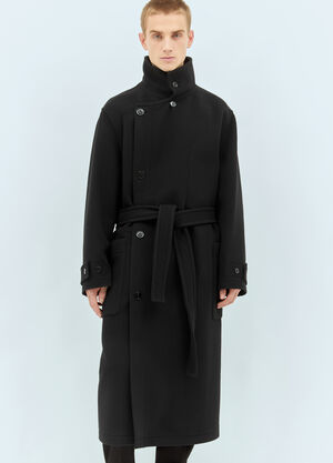 Lemaire Wrap Wool Coat Black lem0160013