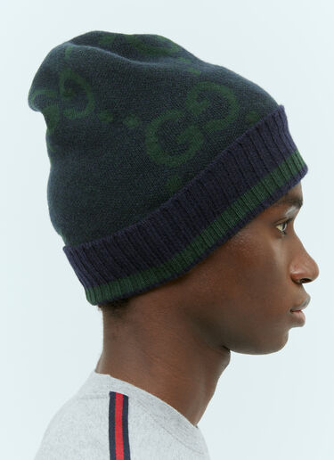 Gucci GG Cashmere Jacquard Beanie Hat Navy guc0155123