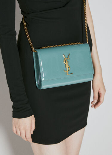 Saint Laurent Kate Patent Leather Shoulder Chain Bag Green sla0252060