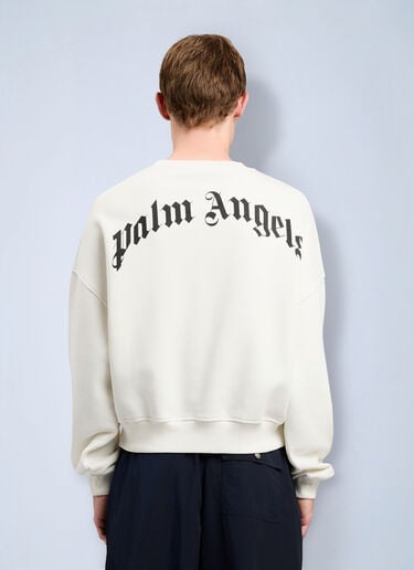 Palm Angels Back Curved Logo Loose Sweatshirt White pma0164114
