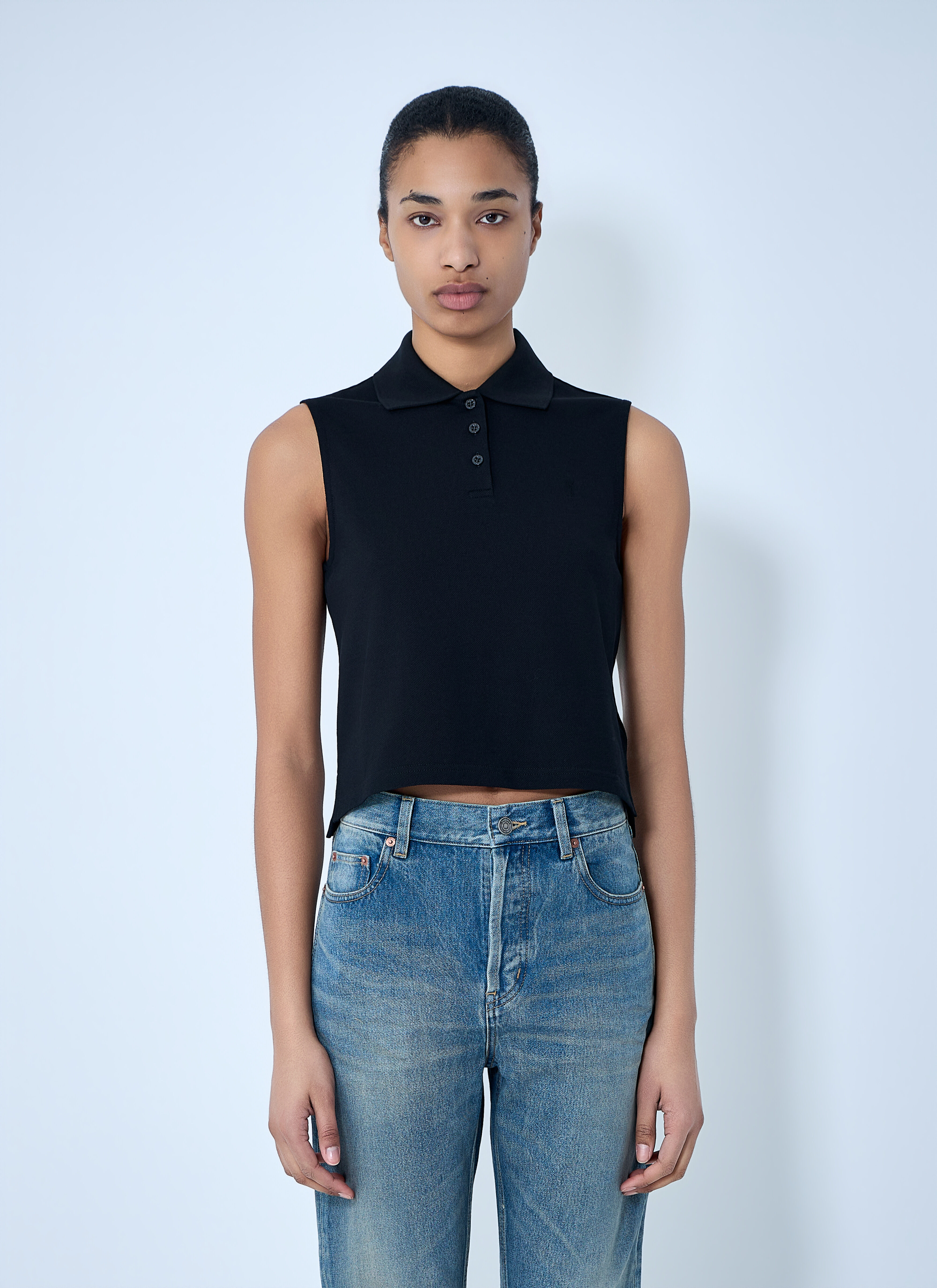 SAINT LAURENT ブラック ポロシャツ M Saint Laurent ショートスリーブ ポロシャツ | ブラック | FARFETCH JP