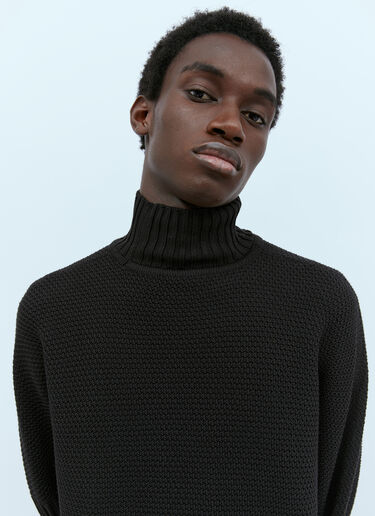 Homme Plissé Issey Miyake High Neck Rustic Knit Sweater Black hmp0154003