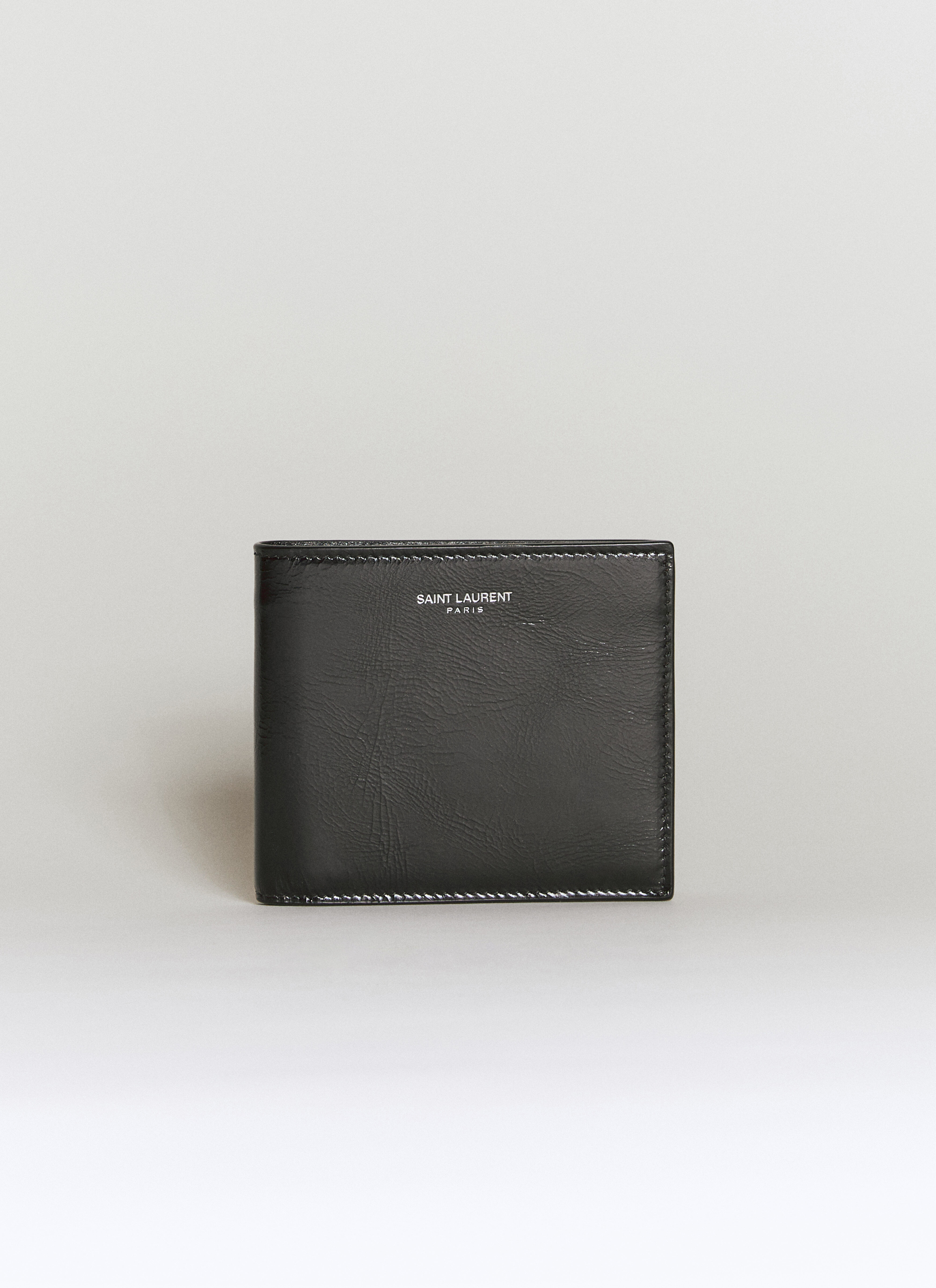 Saint Laurent Logo Embossed Bi-Fold Wallet Black sla0156007