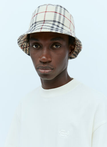 Burberry Check Cotton Bucket Hat Beige bur0154025