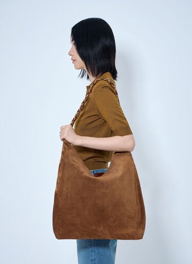 LN-CC® - Saint Laurent: Amalia Suede Shoulder Bag - Brown Saint Laurent Amalia Suede Shoulder Bag Brown sla0263086