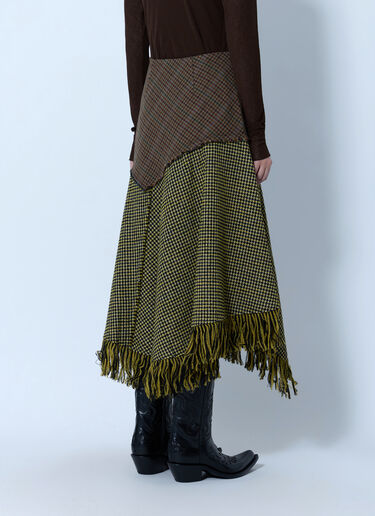 LN-CC® - GANNI: Woollen Check Patchwork Long Skirt - Green GANNI Woollen Check Patchwork Long Skirt Green gan0266014