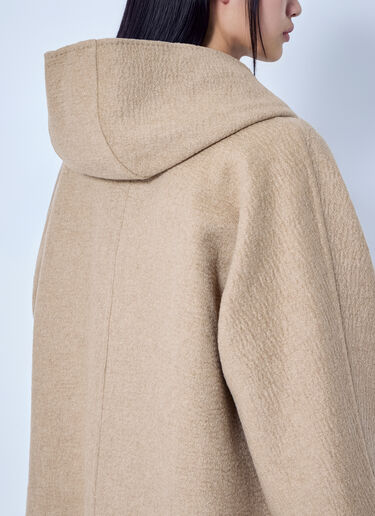 LN-CC® - Max Mara: Hooded Camel and Mohair Coat - Beige Max Mara Hooded Camel and Mohair Coat Beige max0266214