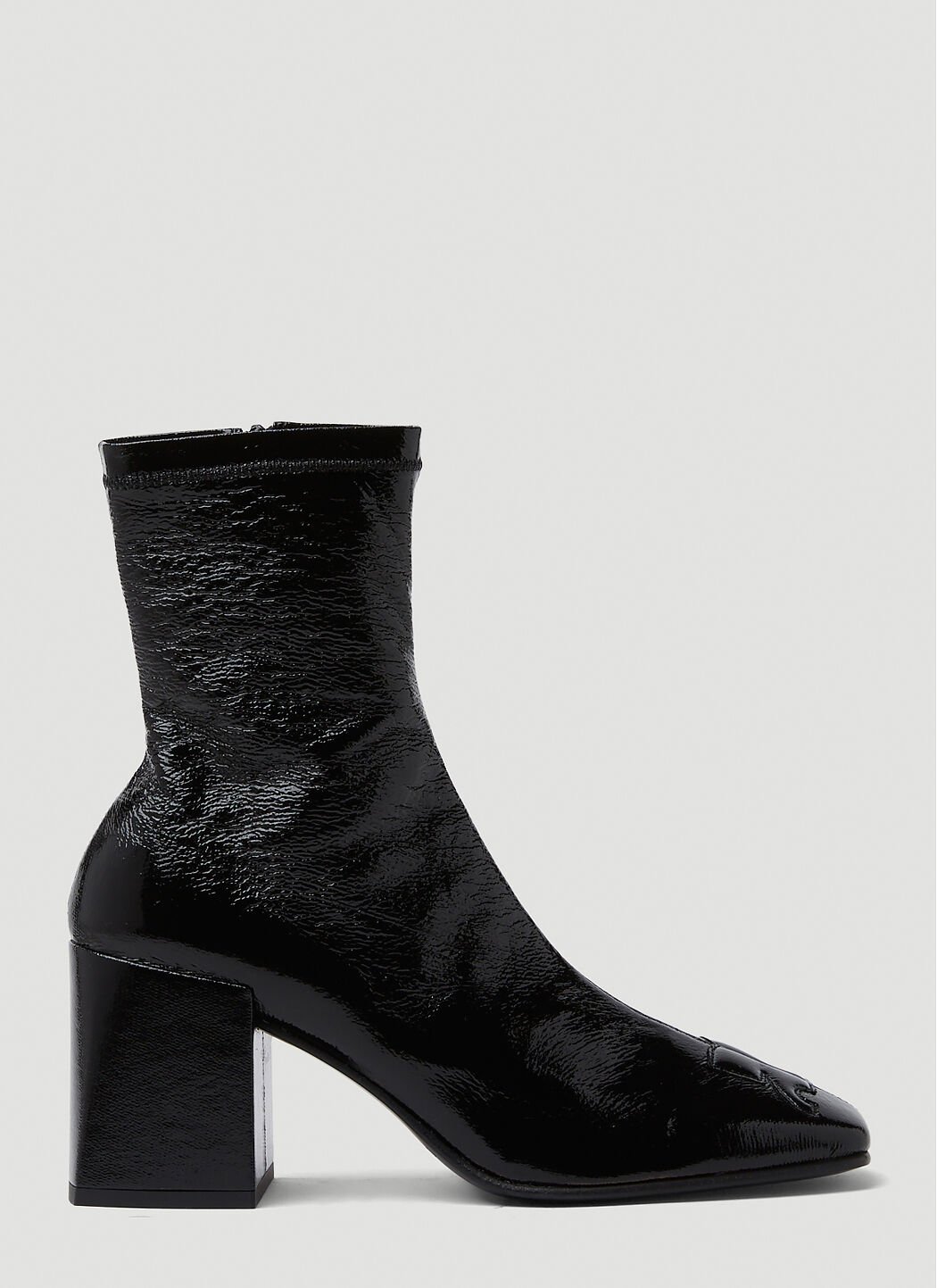 Courreges Vinyl Ankle Boots in Black LN CC