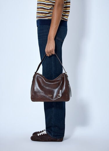 LN-CC® - Prada: Aimée Medium Leather Shoulder Bag - Brown Prada Aimée Medium Leather Shoulder Bag Brown pra0266004