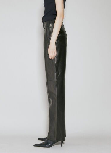 Alexander Wang Fly Leather Wide Leg Pants Black awg0253026