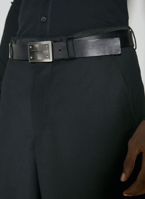Homme Plissé Issey Miyake Logo Plaque Leather Belt Black hmp0154005