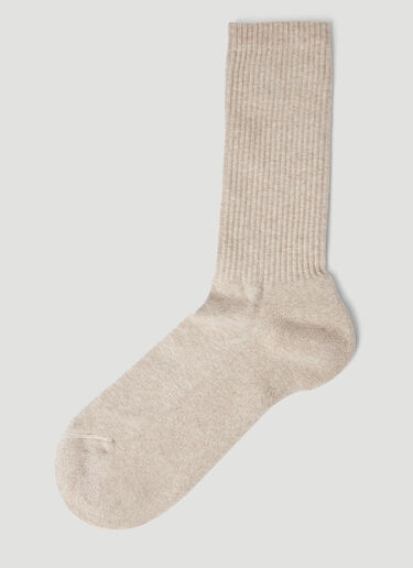 Logo Print Knit Socks Jacquemus Logo Print Knit Socks Beige jac0154035