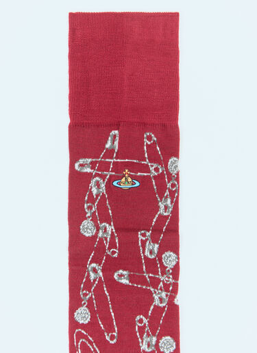 Vivienne Westwood Orb Knee-High Socks Burgundy vvw0258002