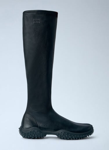 LN-CC® - Miu Miu: Stretch Nappa Leather Boots - Black Miu Miu Stretch Nappa Leather Boots Black miu0266111