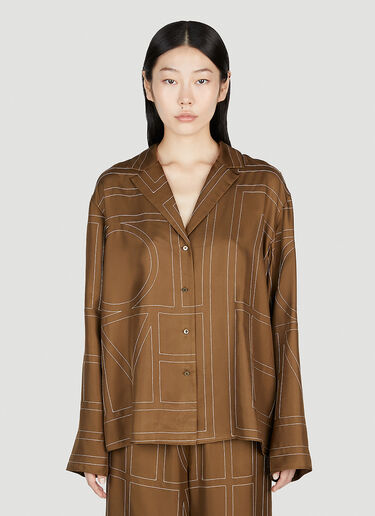 TOTEME Monogram Silk Pyjama Top Brown tot0253027