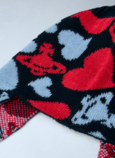 LN-CC® - Vivienne Westwood: Hearts and Orb Flap Knit Cap - Red Vivienne Westwood Hearts and Orb Flap Knit Cap Red vvw0366070