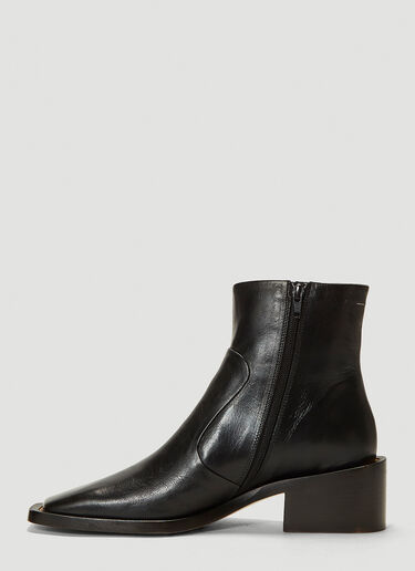 MM6 Maison Margiela Square Toe Leather Boots Black mmm0241040