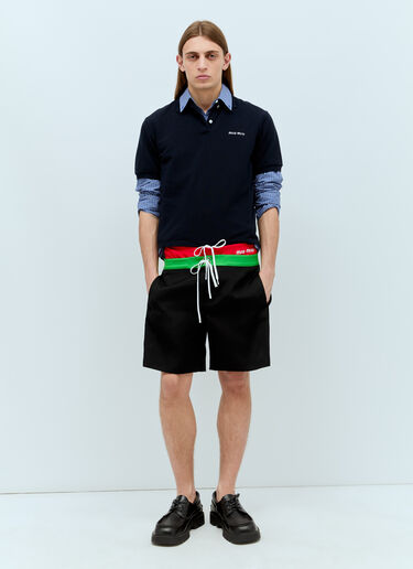 Logo Embroidery Polo Shirt Miu Miu Logo Embroidery Polo Shirt Blue miu0356002