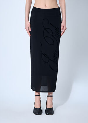 Jean Paul Gaultier Mesh Tattoo Midi Skirt Black jpg0260008