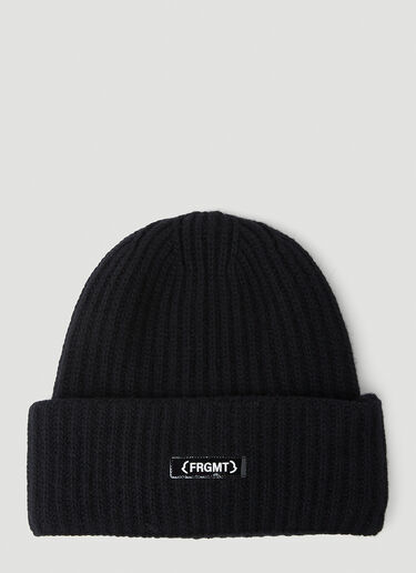 7 Moncler Fragment Logo Patch Beanie Hat Black mfr0354002