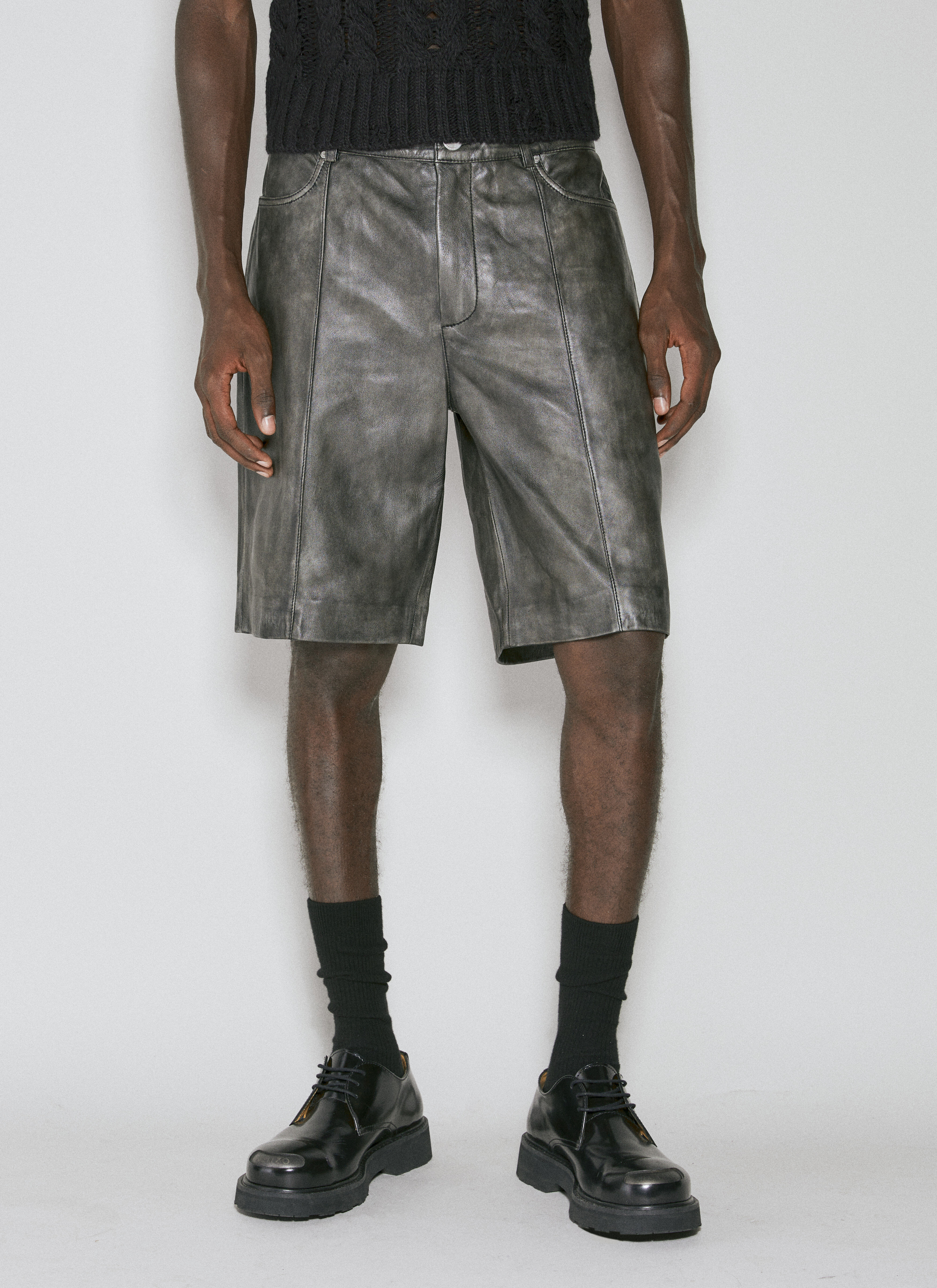 Han Kjøbenhavn Washed Leather Shorts Grey han0155005