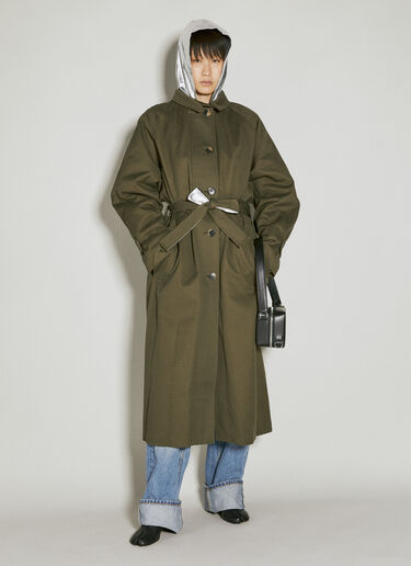 Metalic Panel Hooded Trench Coat Rabanne Metalic Panel Hooded Trench Coat Green pac0253010