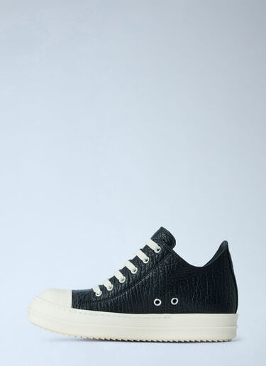 LN-CC® - Rick Owens: Textured Leather Low-Top Sneakers - Black Rick Owens Textured Leather Low-Top Sneakers Black ric0265042