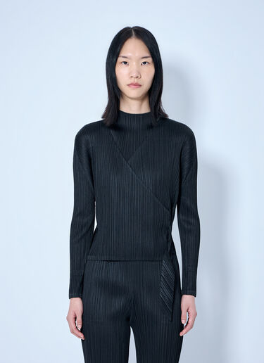 Pleats Please Issey Miyake Pleated Wrap Top Black plp0264013