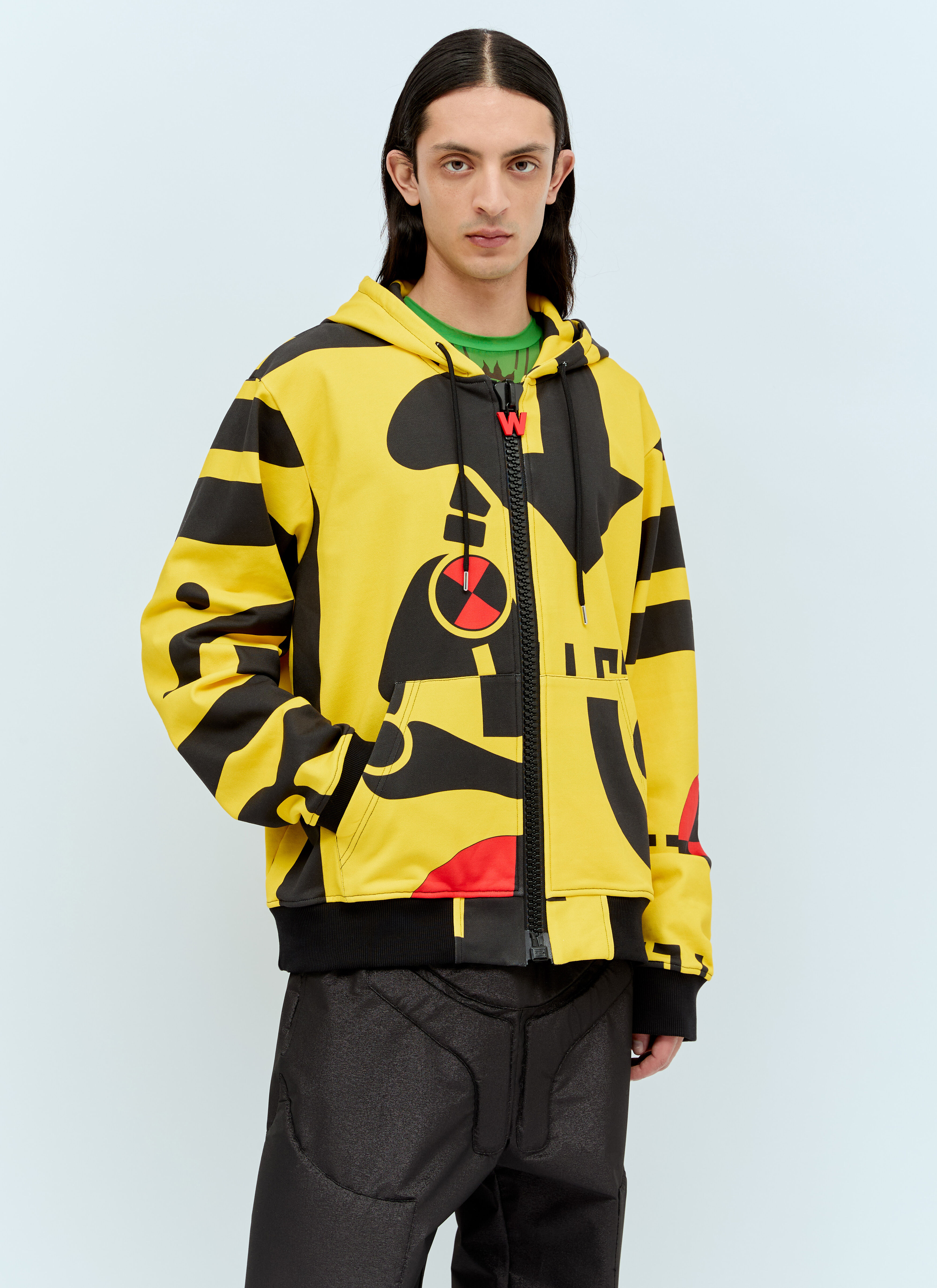 Walter Van Beirendonck Men s Maxi Zip Hooded Sweastshirt in Yellow LN CC