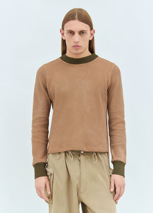 Charlie Constantinou Panelled Waffle Top With Scarf Brown cco0158003