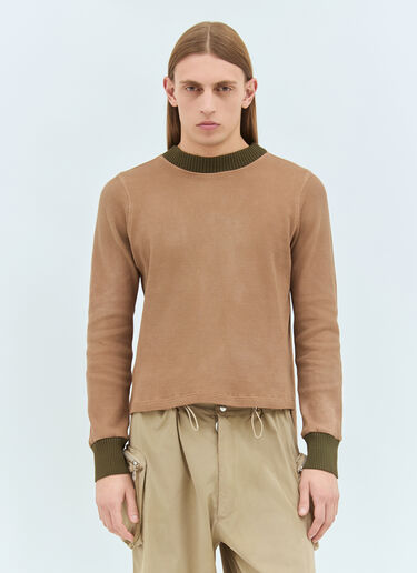 Charlie Constantinou Panelled Waffle Top With Scarf Brown cco0158003