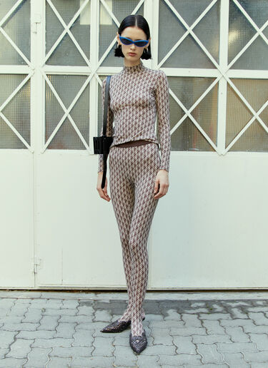 Marine Serre Regenerated Moon Diamant Tights Brown mrs0254013
