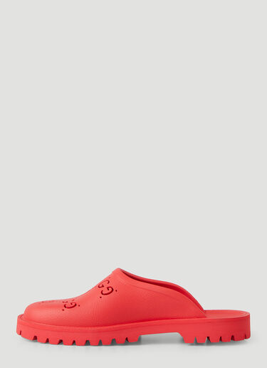 Gucci Perforated G Slip Ons Red guc0145071