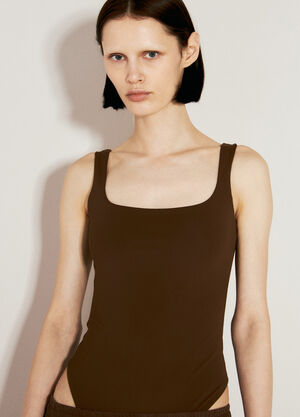 Kiko Kostadinov Square Neck Bodysuit Brown kko0256003